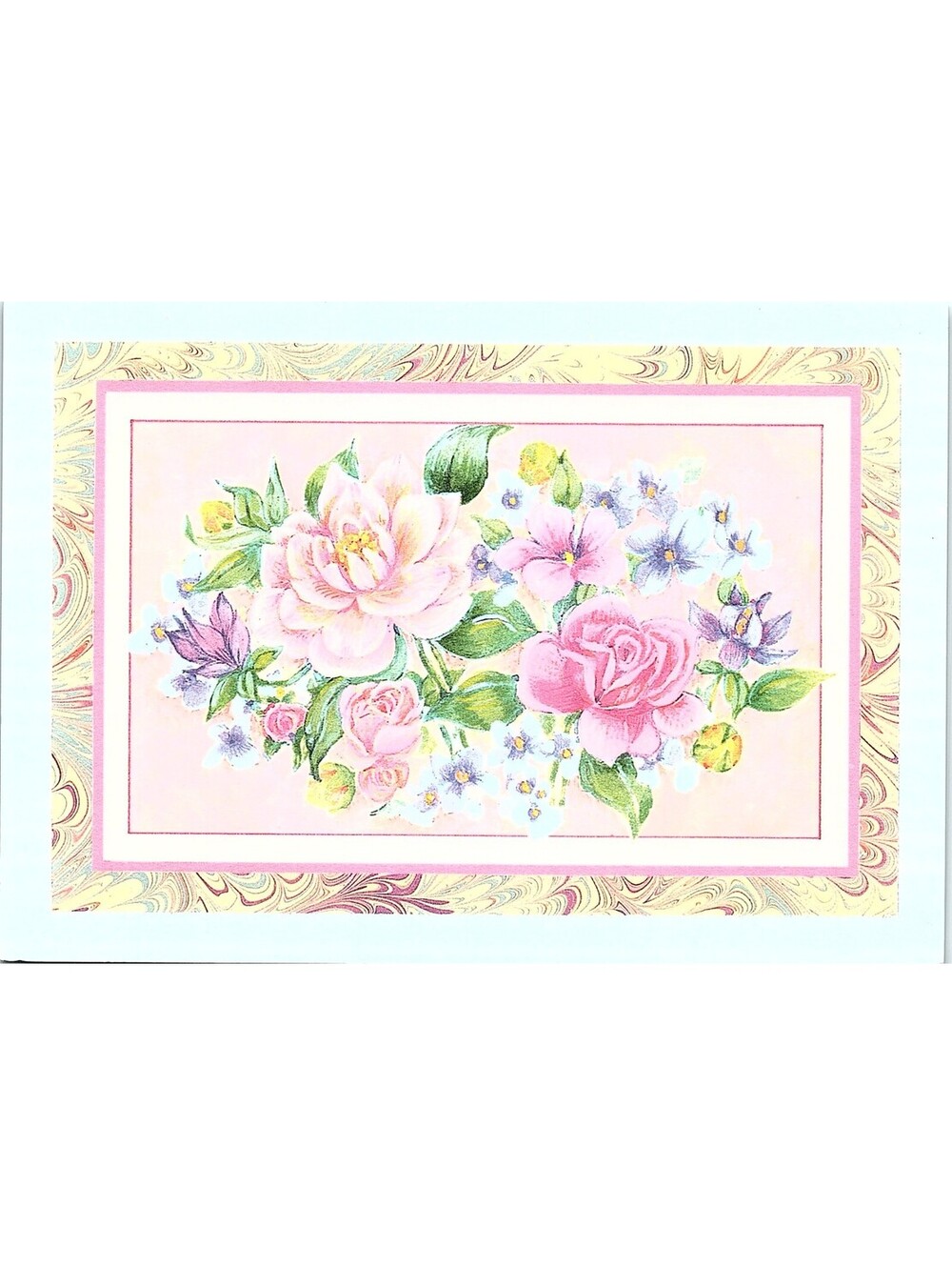 Vintage Postcard Pink Roses Floral Bouquet Decorative Art
